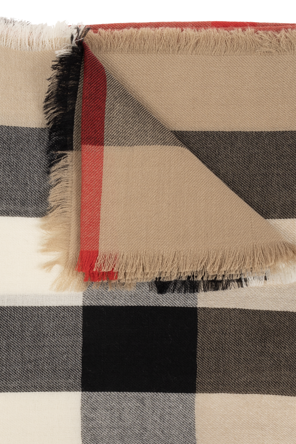 Burberry's Burberry Cashmere Beige Neutrals Pattern Checked online Unisex Scarf